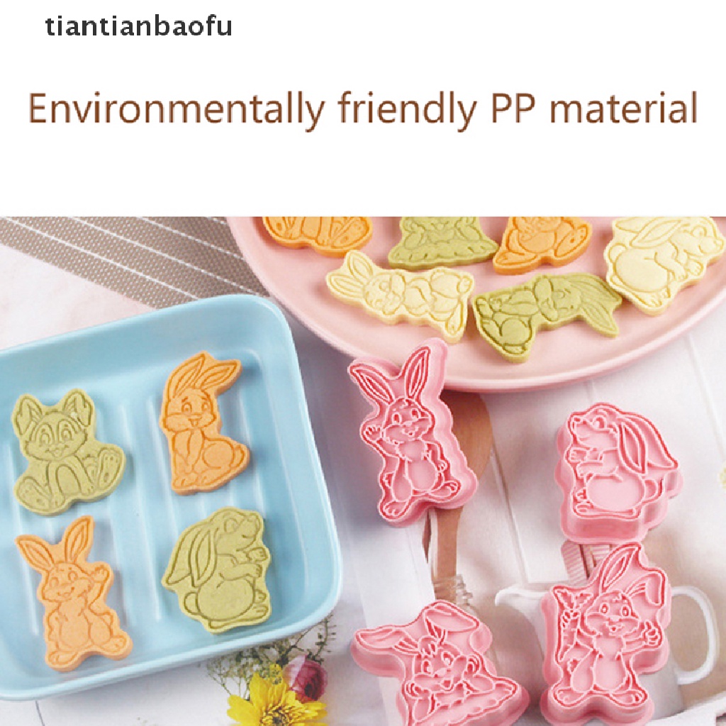 [tiantianbaofu] 8pcs/set Paskah Cookie Pemotong 3D Kelinci Kartun Bunny Cetakan Alat Kue Butik