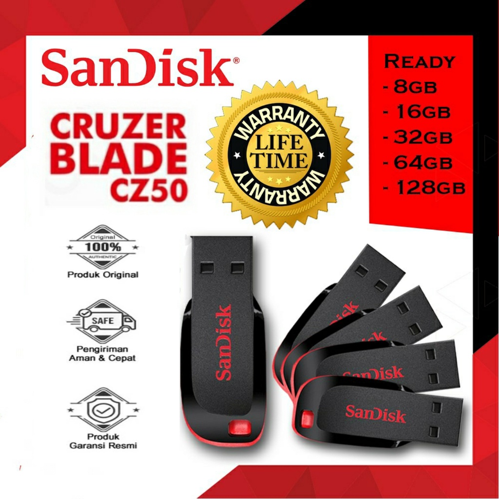 FLASHDISK SANDISK CRUZER BLADE 32GB DAN 64GB ORIGINAL / USB FLASH SANDISK CRUZER BLADE - RESMI