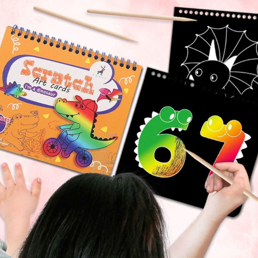 NEEDWAY Needway Kertas Gores Berwarna Diy Mainan Kreatif Edukasi Mainan Seni Anak Lukisan Buku Mewarnai Belajar Mainan Menggambar Template Mainan