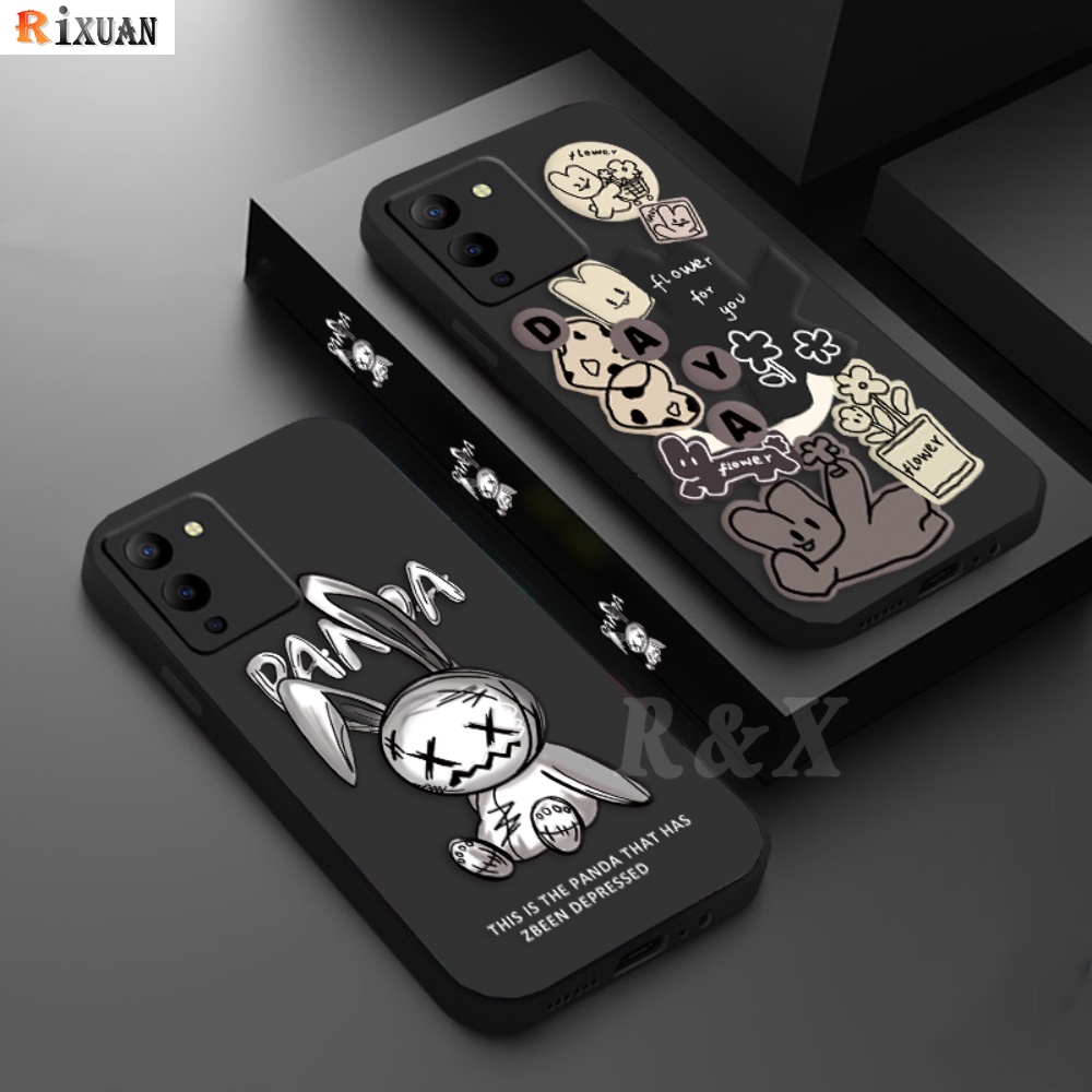 Infinix Note12 G96 Note12 2023 Hot 20S 10T 10S Note 11panas1s NFC Hot12 Main 10Play 9Play Smart6 Smart5 Tepi Lurus Abstrak Bunny Wayang Kelinci Soft Tpu Case RIXUAN