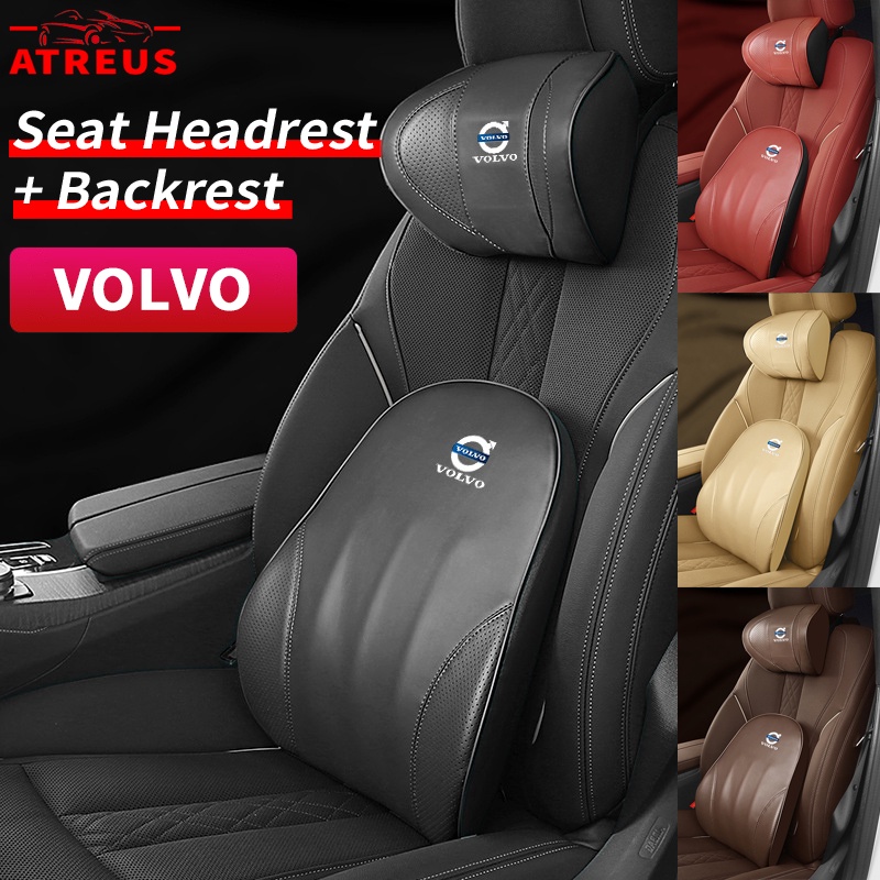 Volvo Car Leather Headrest Pillow Back Support Pillow Memory Foam Bantal Lumbar Bantal Leher Untuk XC60 S60 S80 XC90 V60 XC40 C40