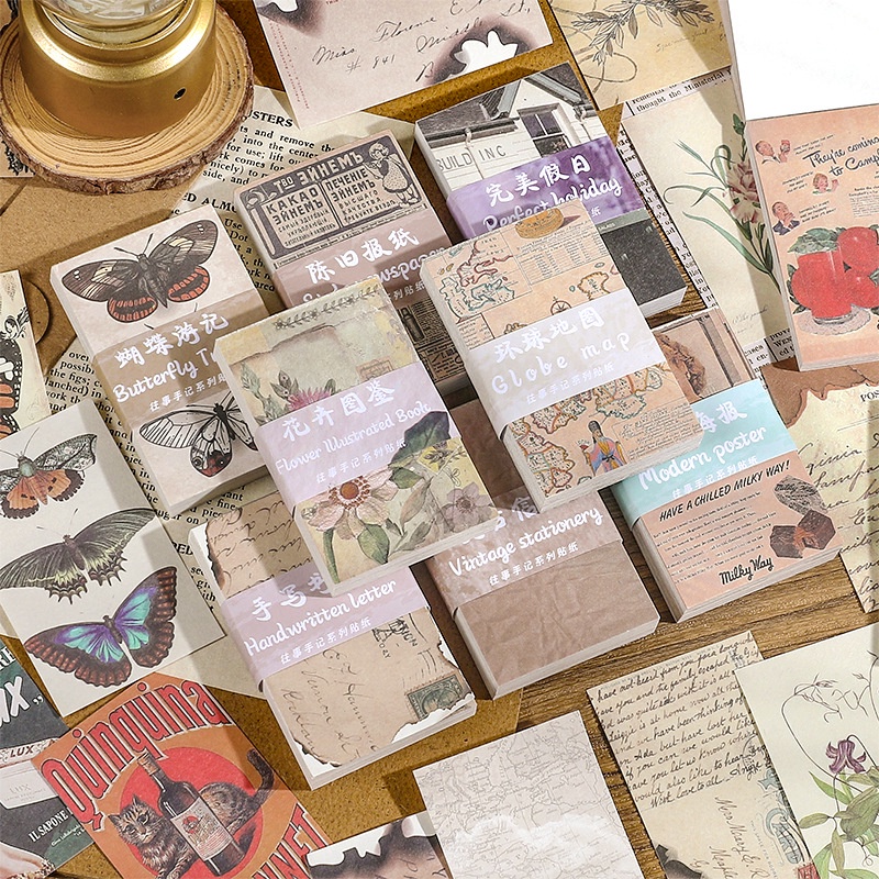 

60pcs / Pak Buku Mini Gaya Vintage Untuk Dekorasi Scrapbook / Album Foto / Diary DIY