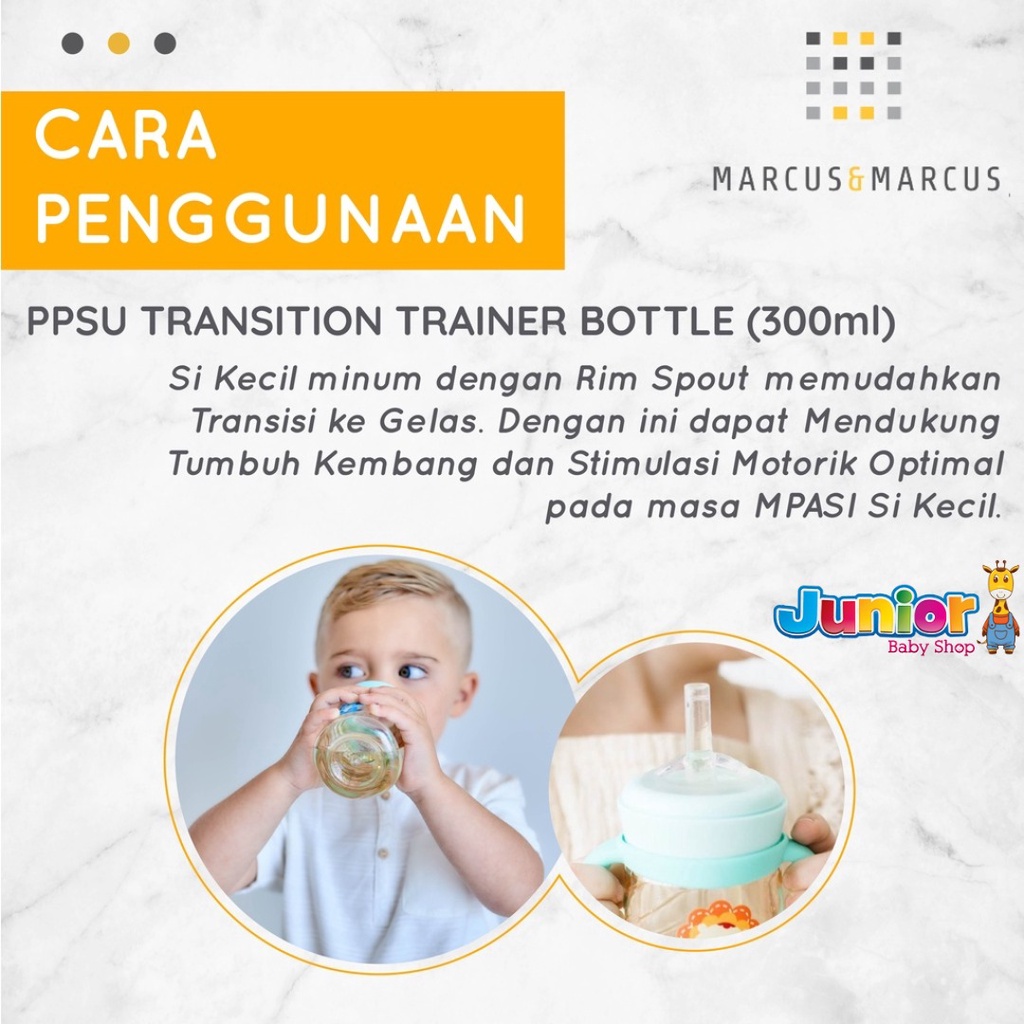 Marcus &amp; Marcus PPSU Transition Trainer Bottle (300ml) - Whale Pink