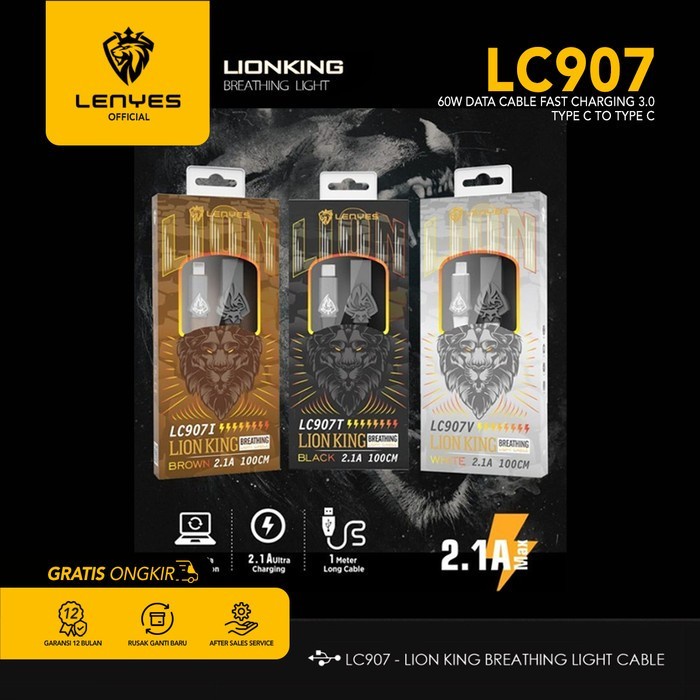 Kabel Data 2.1A Fast Charging LC907 LENYES 100% Original - TYPE C casan