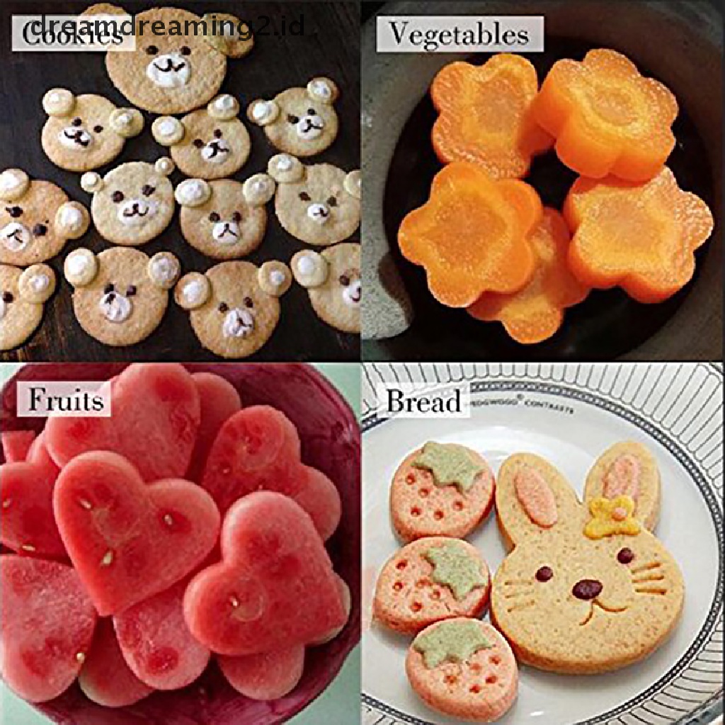 (hot) 6/9pcs Alat Masak Portabel Pemotong Sayuran Gagang Plastik Stainless Steel Buah Cutg Die Gadget Dapur//
