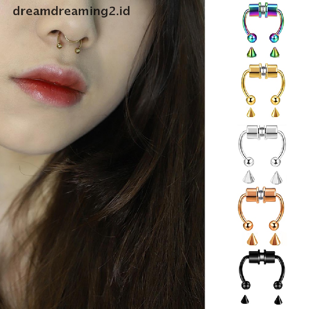 (hot) Nose Ring Hoop Septum Rings Magnet Punk Tubuh Palsu Hip Hop//