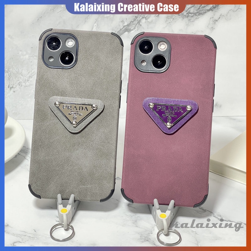 Casing Hp Prada Kulit Untuk iPhone 14 Pro Max14 Plus13 12 11 Pro Max12 13 Mini 6 7 8 Plus Xs Max Xr X Xs Casing Skin Feel Plum Color Back Cover