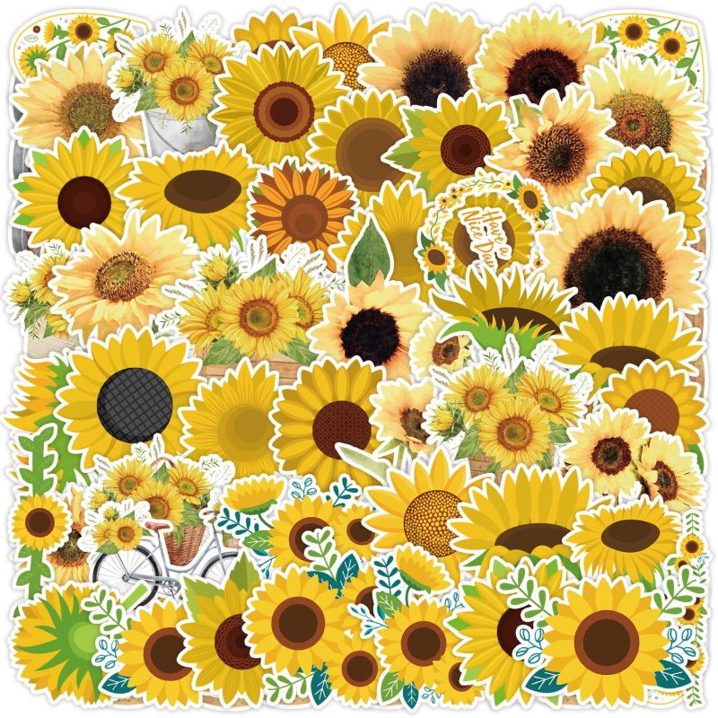 50pcs Stiker Graffiti Kartun Butterfly &amp; Sunflower Untuk Menghias Koper Laptop Scrapbooking DIY Stiker