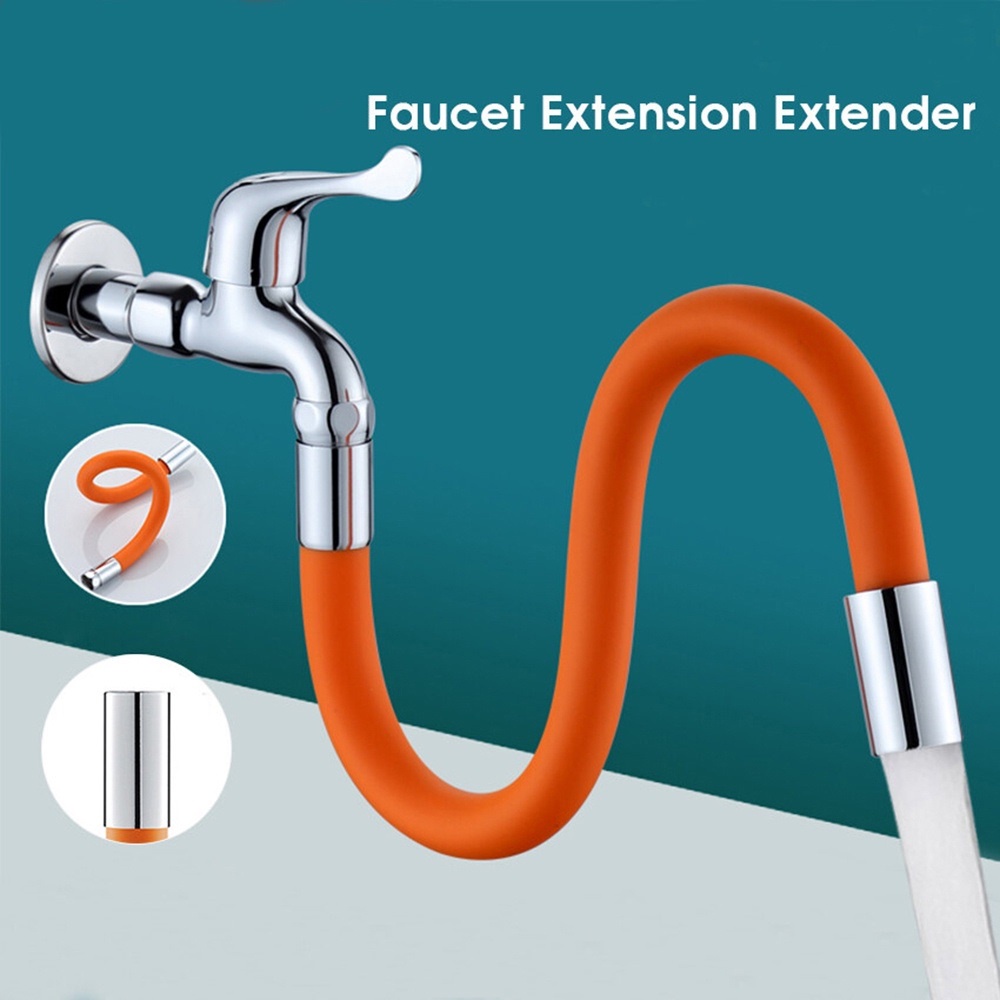 Sambungan Kran Air Flexible 20cm Orange/ Faucet Extender Universal 360 Derajat / Alat Penyambung Kepala Keran Wastafel Pipa Elastis