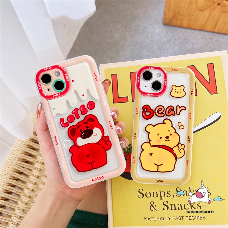 Vivo Y16 Y02s V25E Y36 Y20 Y02 Y35 Y21 Y12 Y33s Y22 Y15s Y11 Y91 Y20i Y15 Y17 Y12i Y50 Y15A Y30 Y91C Y12s Y21s Y93 Y95 Y22s Beruang Strawberry Lucu Manyo Winnie the Pooh Airbag Case