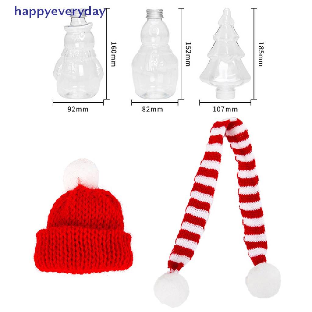 [happy] Christmas Snowman Xmas Tree 400ml Botol Minum Transparan Minuman Dingin Es Kopi Susu Teh Juice Cup [ID]