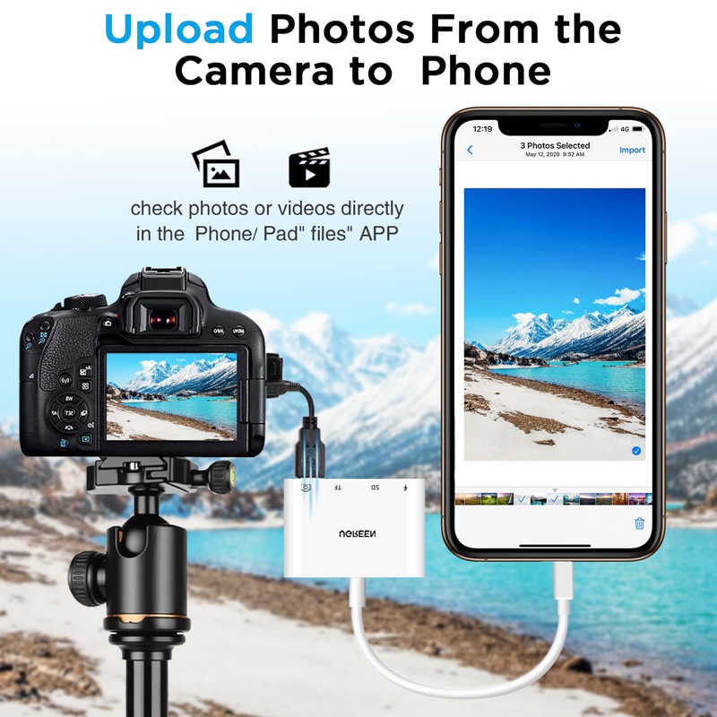 Ugreen 4in1 SD TF Memory Card OTG Adapter 8Pin Ke SD TF UBS Card Reader PD Charging Converter Untuk Kamera iphone