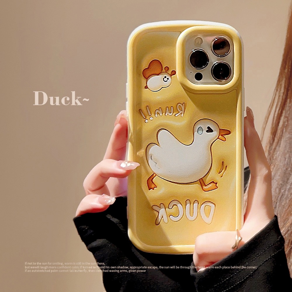 IPHONE Casing Silikon Kartun Bebek Lari Lucu Tiga Dimensi 3D Untuk Iphone14 11 12 13 PRO MAX Casing CoverAT0138