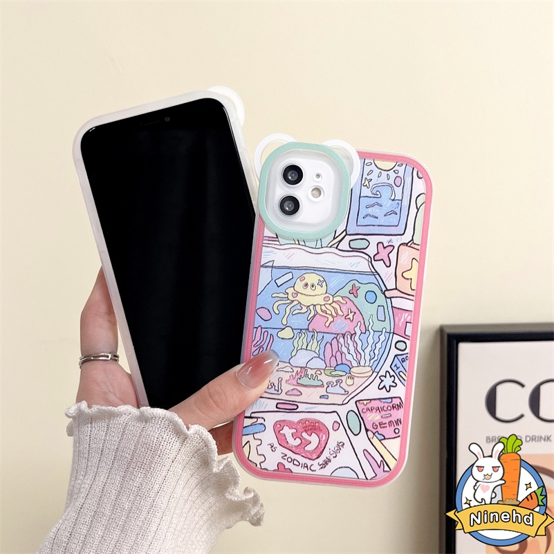 IPHONE Casing Kompatibel Untuk Iphone14 13 12 11 Pro Max X Xr Xs Max SE 8 7 6 6s Plus SE 2020 Ins Gaya Retro Lukisan Ponsel Case Tahan Gores Bening Shockproof Soft Cover Pelindung SE 2020 SE