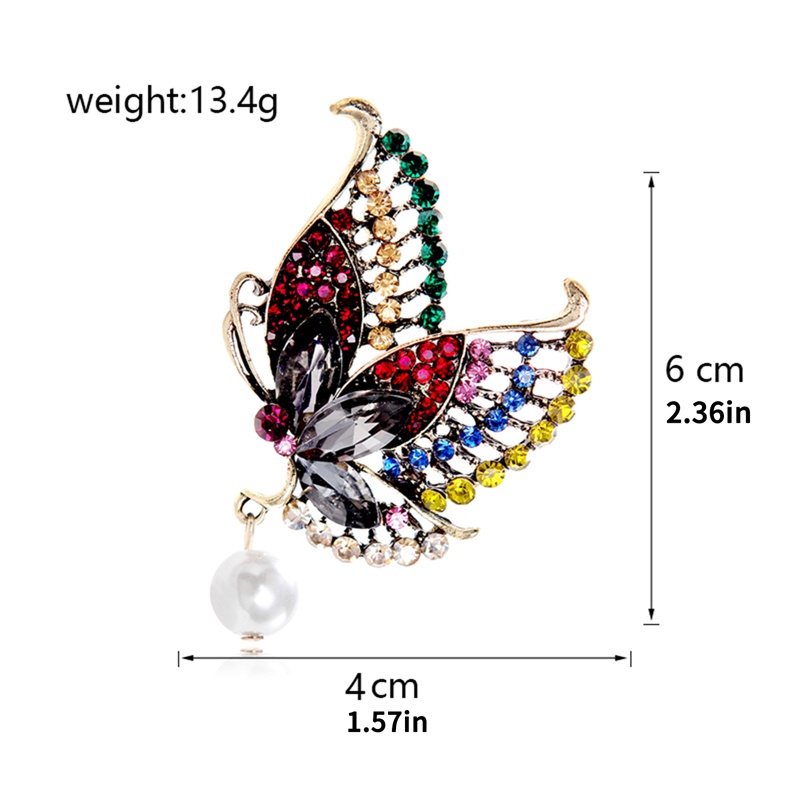 Klasik Perhiasan Mutiara Kupu-Kupu Bros Untuk Wanita Warna Emas Multi Berlian Imitasi Bros Vintage Dicat Pin Korsase Wanita Hadiah