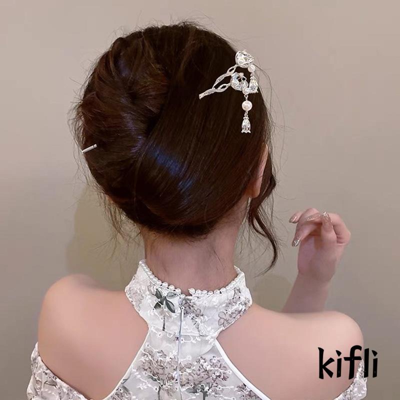 [KD] Super Peri Indah High-end Retro Rumbai Mutiara Jepit Rambut Perempuan Gaya Dingin Hairpin
