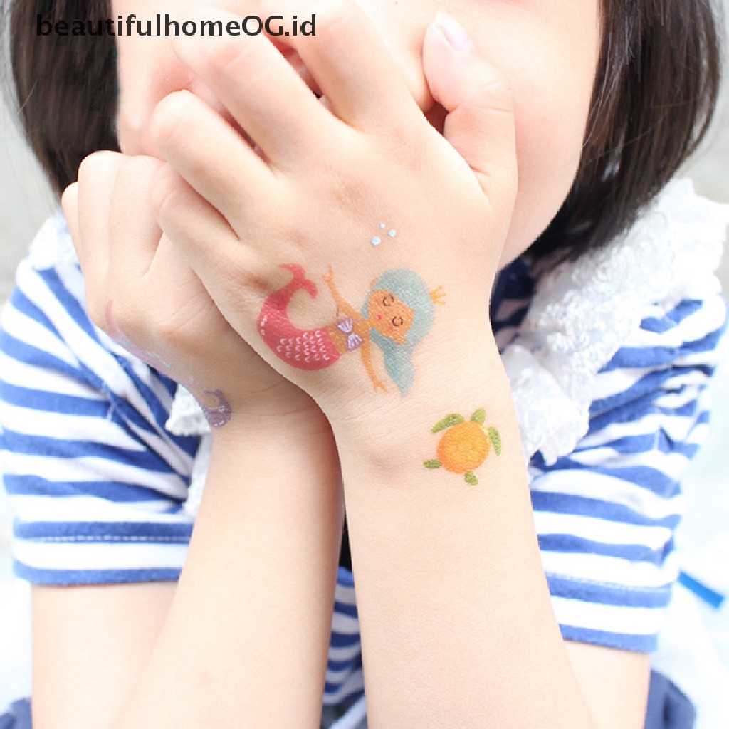 // Beauty// Tato Temporer Kartun Anak Mermaid Sticker Tato Palsu Tahan Air **