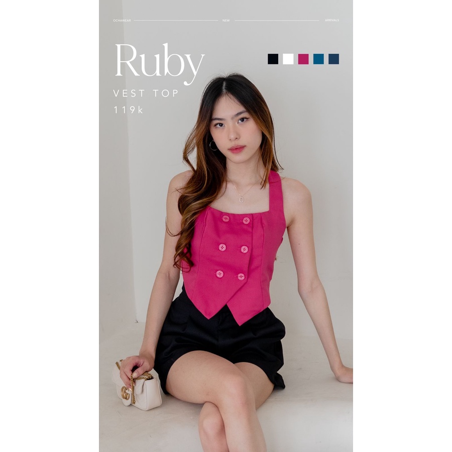 Ruby Vest -- Ocha Wear | Square Neck Tube Tank Top | Jennie Blackpink Concert Top | Pakaian Atasan Wanita