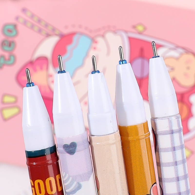 Pola Kartun Lucu Pena Netral Dapat Dihapus 0.5mm Tinta Hitam Test Tulisan Pen Koreksi Two In One Gel Pen
