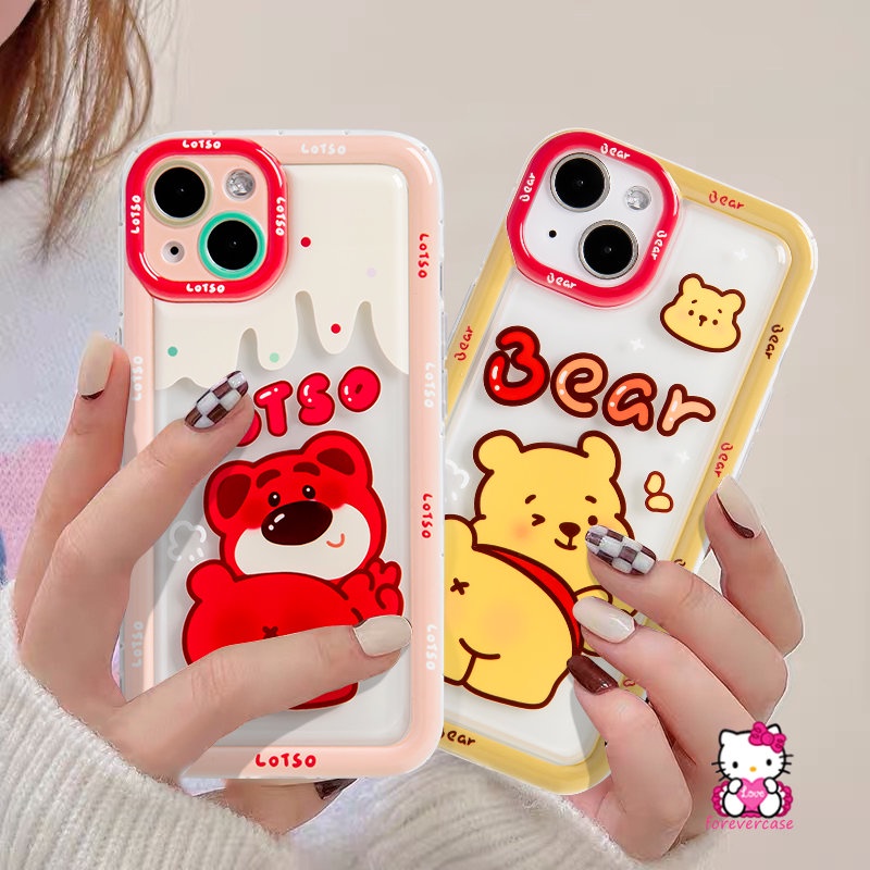 Kartun Winnie the Pooh Strawberry Bear Manyo Case Realme C35 C15 C25 C11 2021 C55 C30 C30S 7i C17 C3 C1 C2 6i 5 5i 5s C21Y C20 C33 C11 2020 C25Y C25s C20A C12 Lembut Airbag Cover