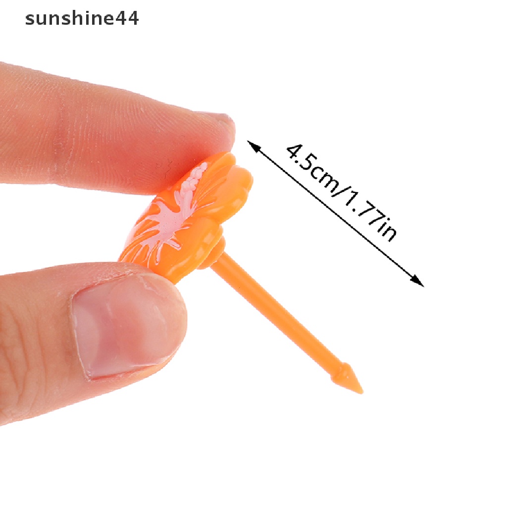 Sunshine4/10pcs Garpu Buah Bunga Lucu Plastik Anak Bento Lunch Snack Makanan Tusuk Gigi ID