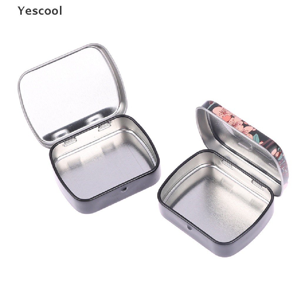 Yescool Kotak Pil Penyimpanan Flip Timah Metal Kosong Kecil Case Organizer Untuk ID Kunci Permen