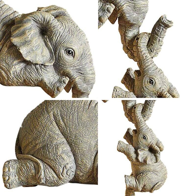 Ready Stock Resin Craft 3-piece Elephants Mother Gantung 2-Babies Figurine Dekorasi Ruang Tamu