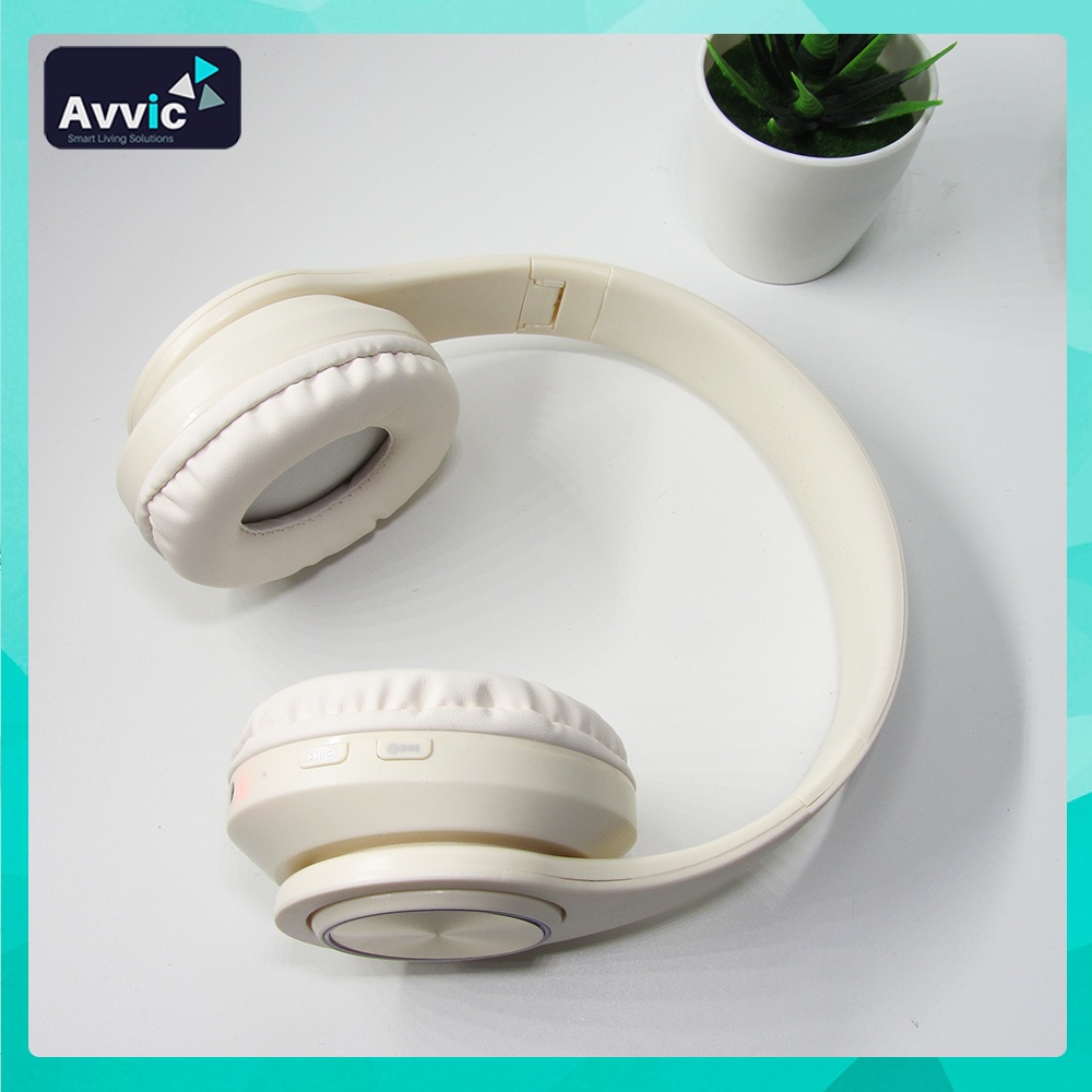 Avvic B39 Headphone Bluetooth 5.3 Wireless Headset Bando Mono Bass Hifi Sound Music RGB LED Light