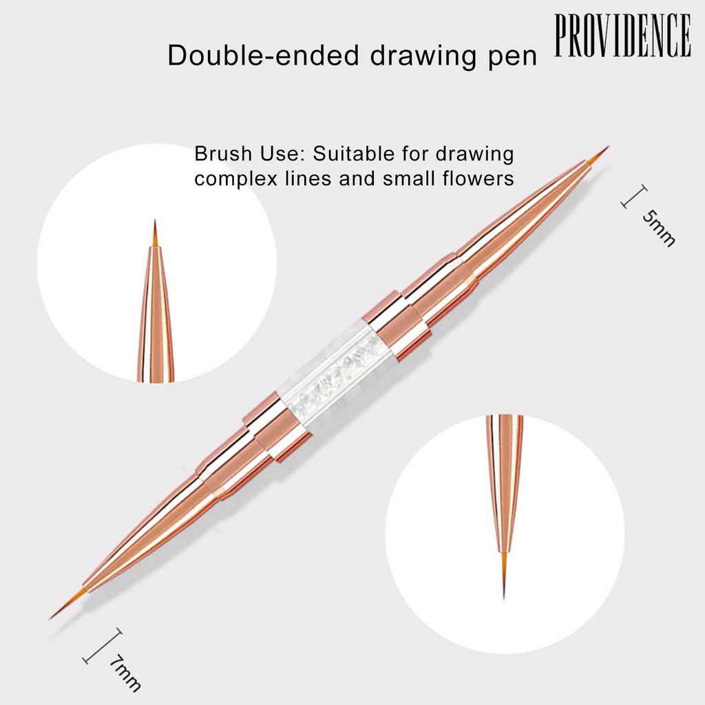 Providence Kuku Seni Sikat Ultra-Halus Kepala Ganda Nilon Rambut Paduan Tubuh Portabel DIY Kuku Warna Menggambar Liner Dotting Pen Perlengkapan Kuku