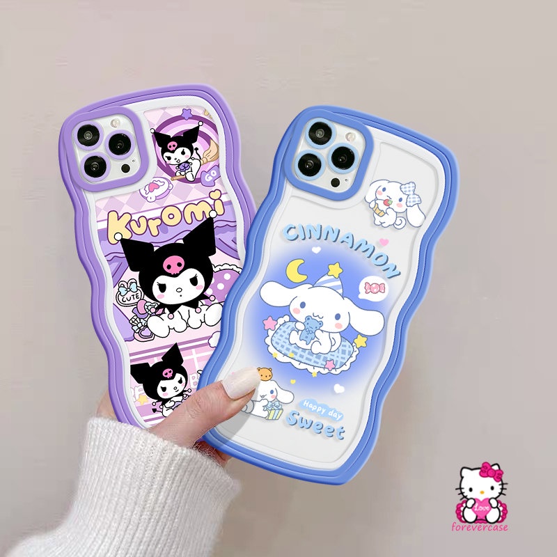 Casing Tepi Bergelombang Tpu Lembut Realme C53 C30 C33 C11 C20 8Pro C35 C15 C21Y C20A C25Y C25 C12 C25s 9Pro+7i 7 5s 9i 8 5 6i 9 10 8i 5i C3 C17 Kartun Lucu Kuromi Cinnamon Case