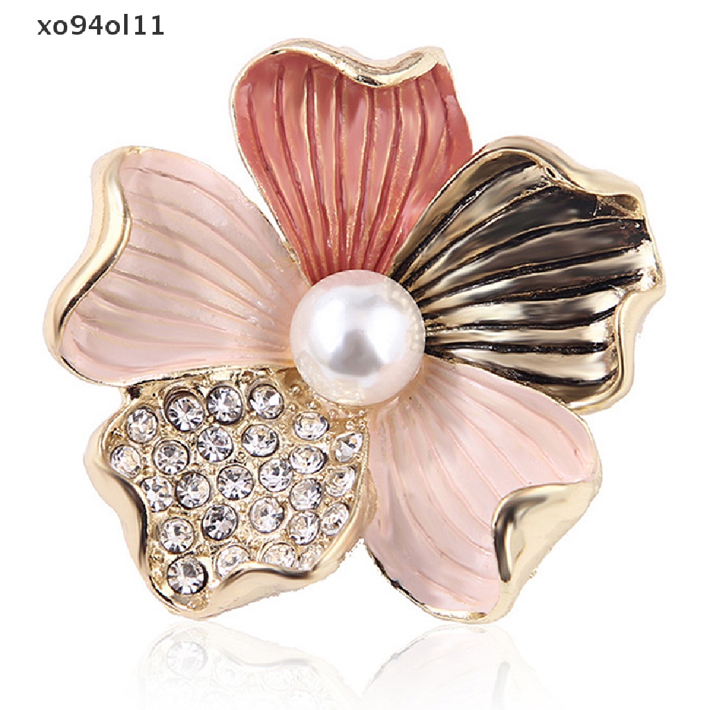 Xo Fashion Kristal Berlian Imitasi Mutiara Bunga Bros Pin Wanita Gadis Anti-exposure Brooch OL