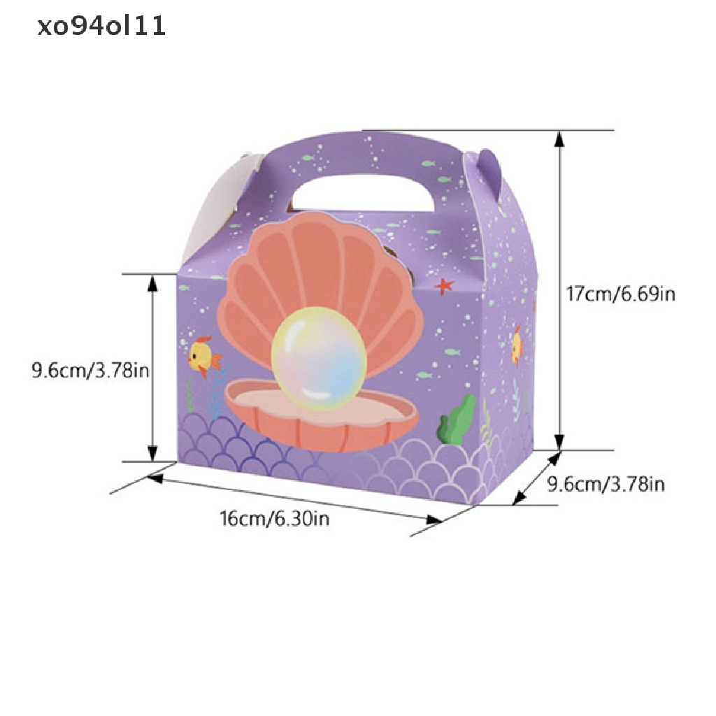 Xo 6Pcs Mermaid Candy Box Underwater World Favor Gift Box Kotak Kemasan Kue OL