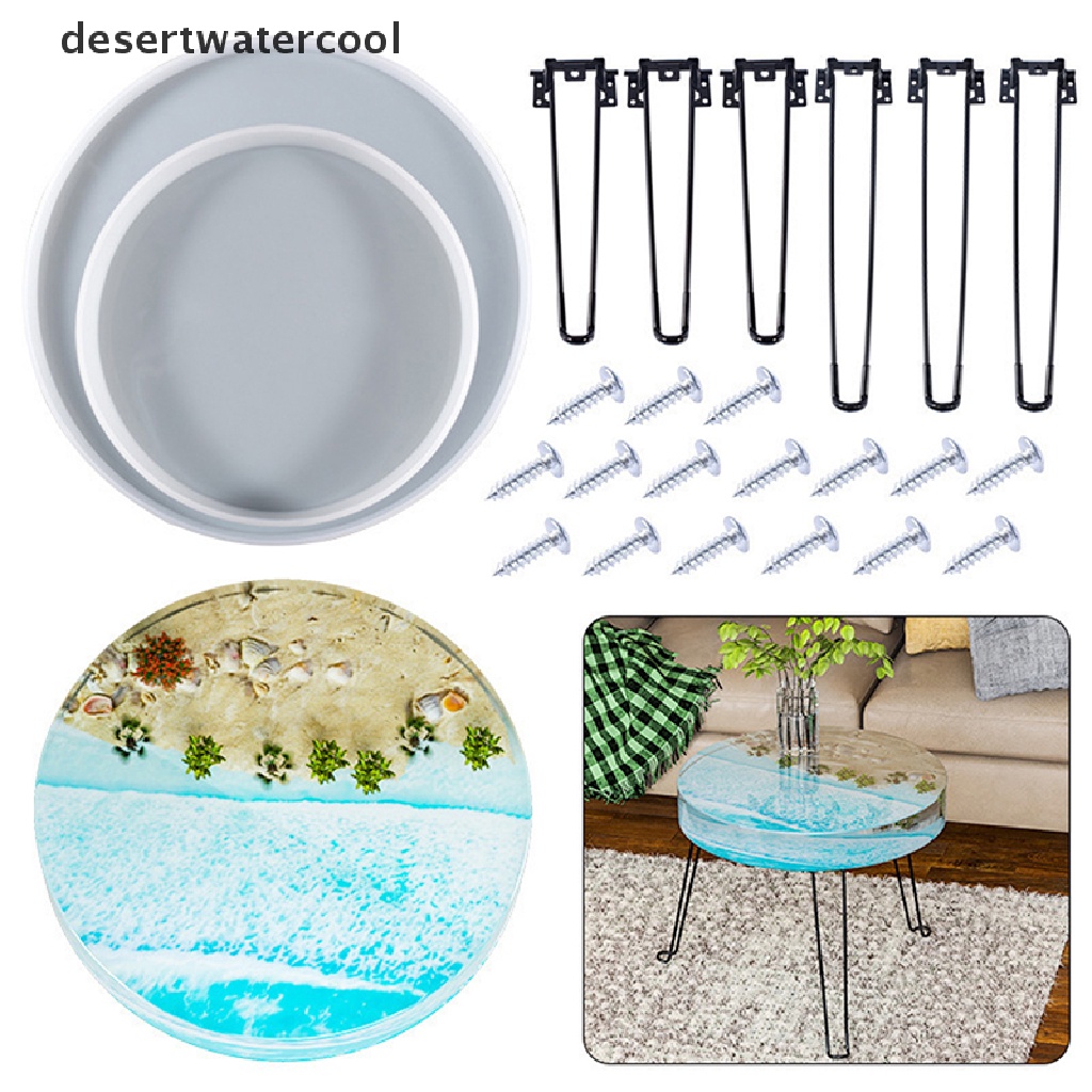 Deid Ornamen Bulat Besar River Table Making Silicone Mold DIY Cetakan Resin Epoxy Martijn