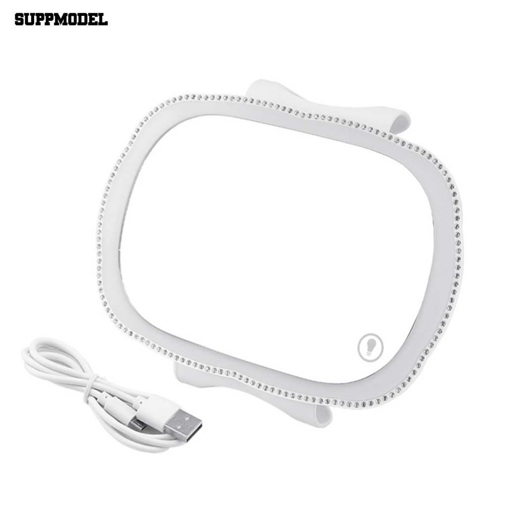 Suppmodel Antarmuka USB Mobil Sun Visor Mirror Perlengkapan Kendaraan Interior Mobil LED Kaca Spion Penyesuaian Kecerahan Tombol Satu