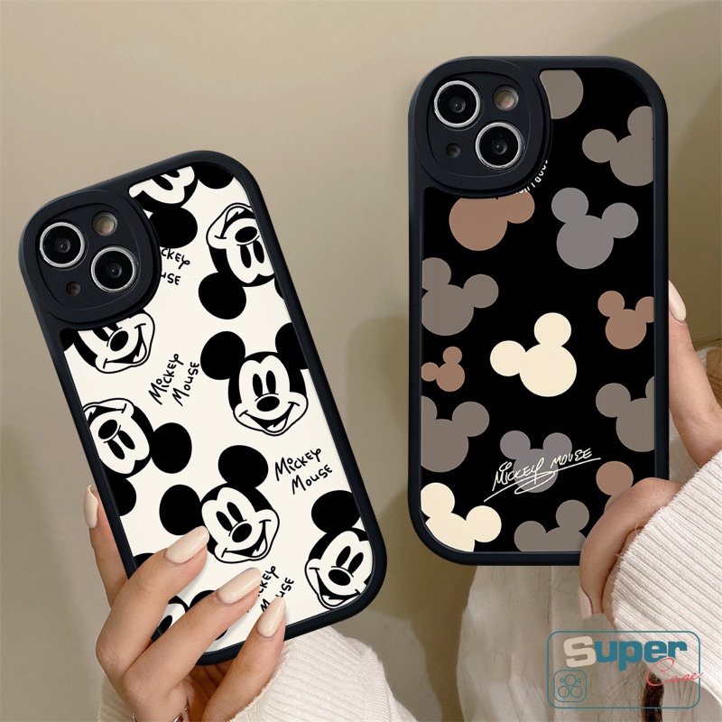 Kartun Indah Tema Disney Soft Tpu Case Kompatibel Untuk iPhone Xr 7 8 Plus X 11 13 14 12 Pro Max XS Max 6 6s Plus SE 2020 Fashion Dazzle Mickey Mouse Pasangan Shockporoof Cover