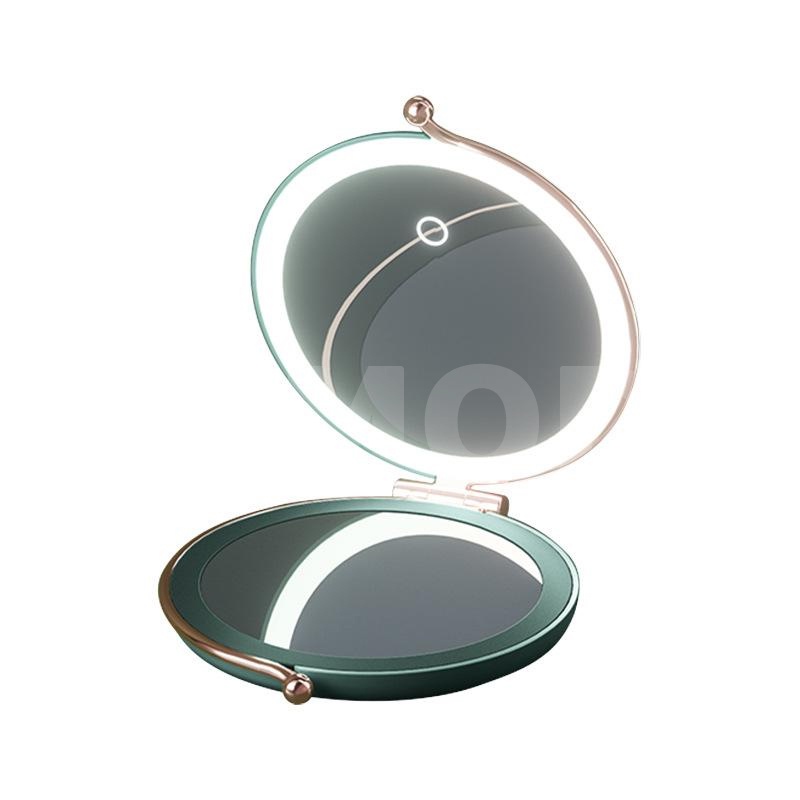【Debora Mall】Aromaterapi aromaterapi LED cermin rias lipat cermin rias genggam cermin kecantikan dua sisi cermin bulat HD dengan cahaya