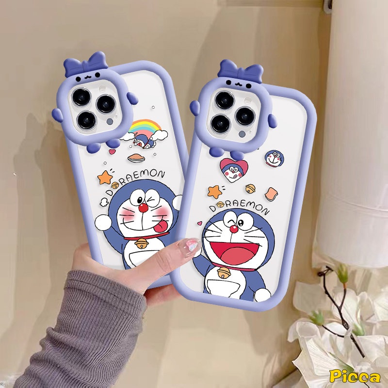 Redmi A1 9A 10C 9T A1+10A 10 9C NFC PO CO M3 Pro X3 NFC Redmi Note9 11s 9s 11 8 11Pro+10 Pro Max Plus Mi 11Lite Kartun Lucu Imut Doraemon 3D Little Monster Lens Case