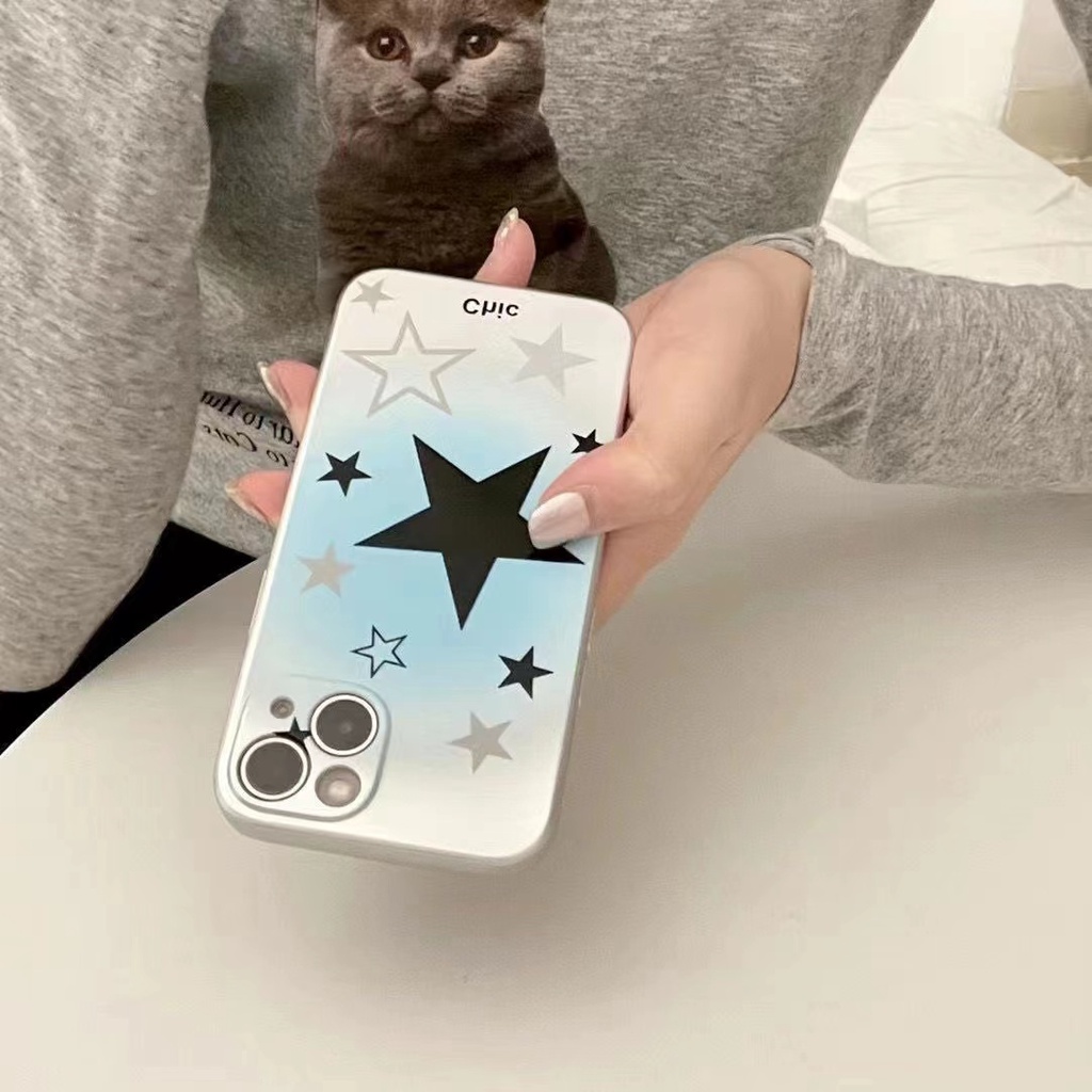 IPHONE Star Soft Case Kompatibel Untuk Iphone14 13 12 11 Pro Mini XS Max XR X8 7 6S+Plus Casing Ponsel Electroplate TPU Silikon Shockproof Cover