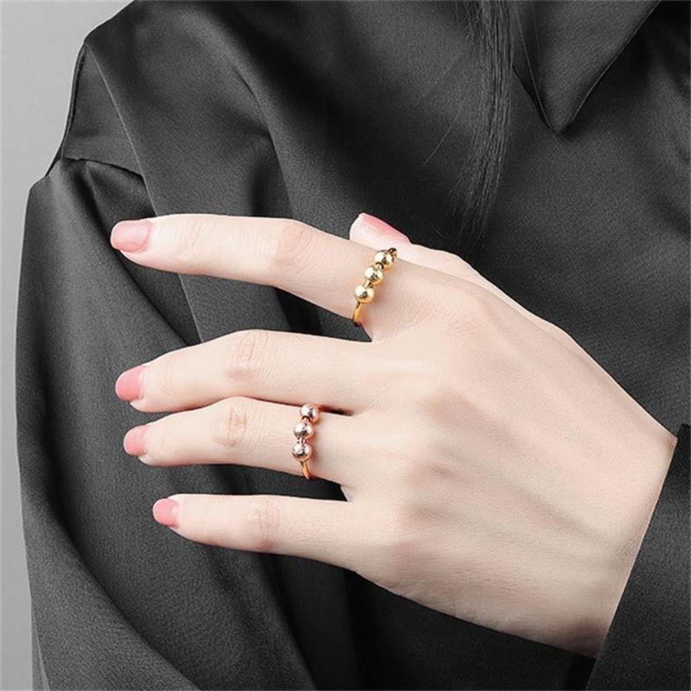 Lily Anxiety Rings Gift Flash Pasir Stainless Steel Berputar Bebas Anti