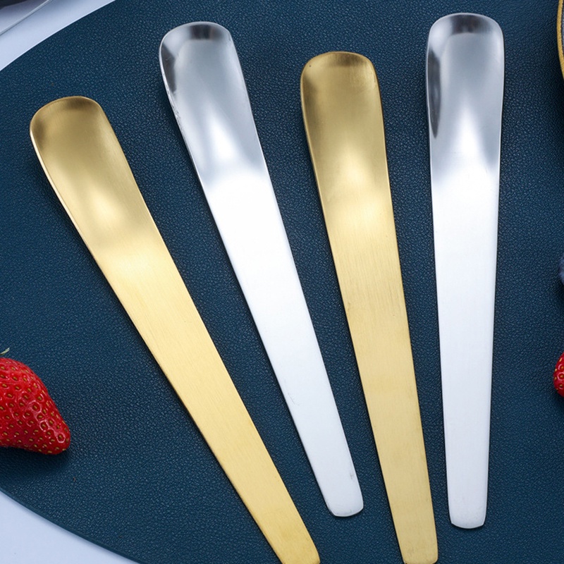 1pc Sendok Kopi Stainless Steel Dessert Tea Spoon Gaya Jepang Bertekstur Sendok Datar