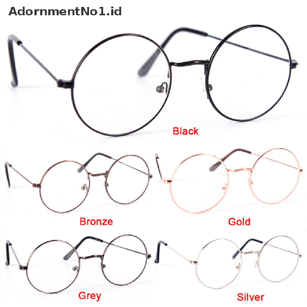 [AdornmentNo1] Kacamata Bulat Vintage Pria Wanita Frame Metal Retro Eye wear Clear Glasses [ID]