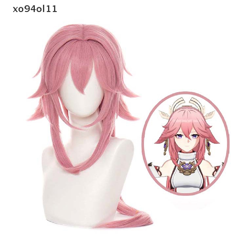 Xo Genshin Impact Yae Guuji Cosplay Wig 80cm Pink Lurus Wig Rambut Tahan Panas OL