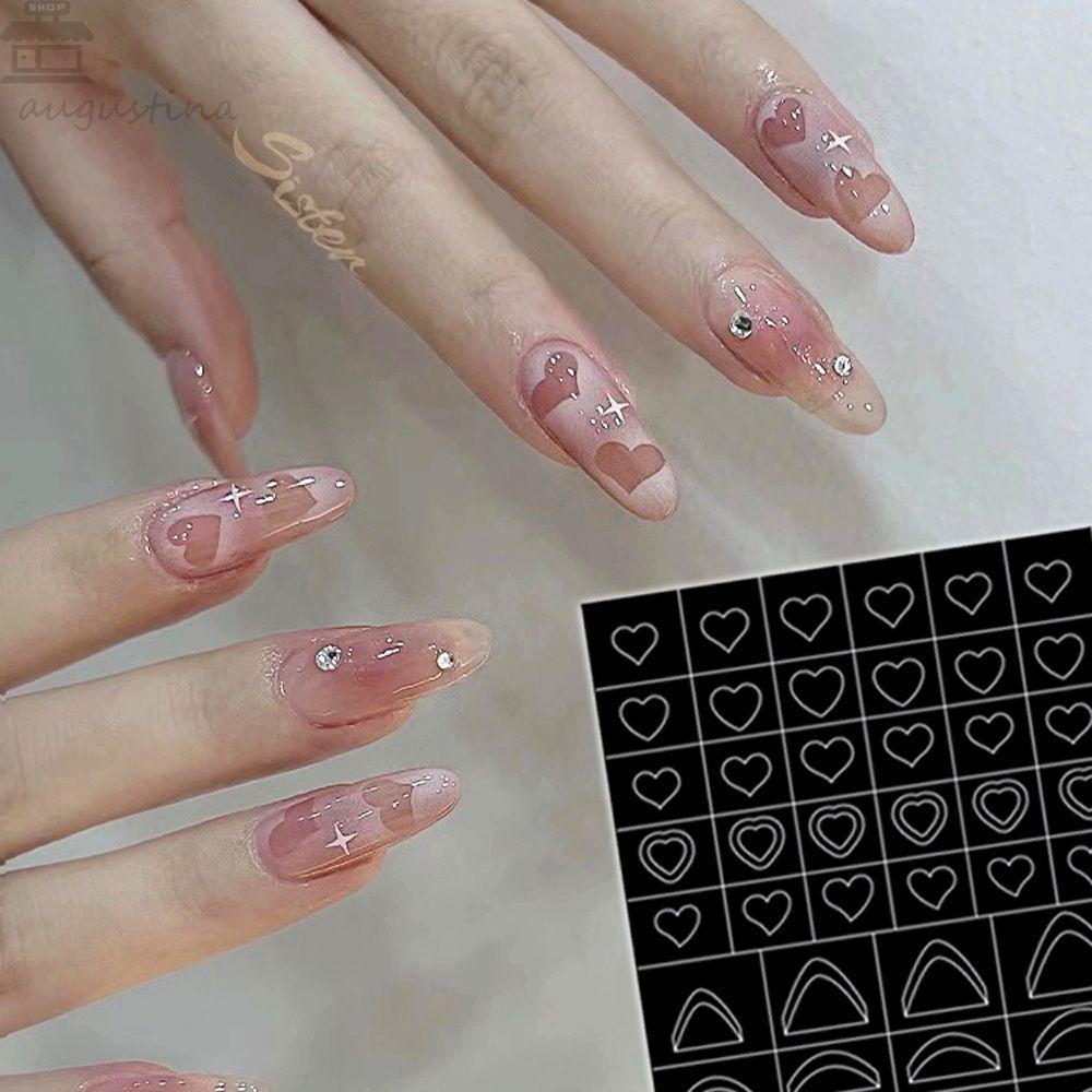 Agustina Nail Art Airbrush Stensil Fashion Busur Kupu-Kupu Perekat Diri Slider Manikur Aksesoris Salon Pasokan DIY Desain Nail Art Template