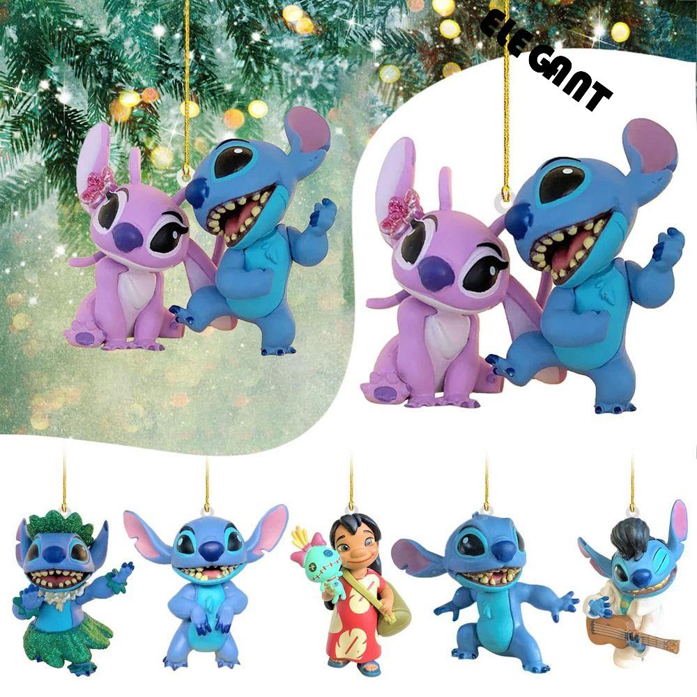 [Elegan] Natal Liontin Stitch Kartun Anime Gambar Dekorasi Rumah Gantungan Kunci Pemegang Hiasan Mobil Kerajinan Anak Perempuan Gantung Pendant