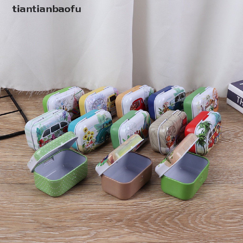 [tiantianbaofu] Tempat Penyimpanan Kaleng Mini Wadah Organizer Penutup Flip Perhiasan Permen Kotak Kecil Butik