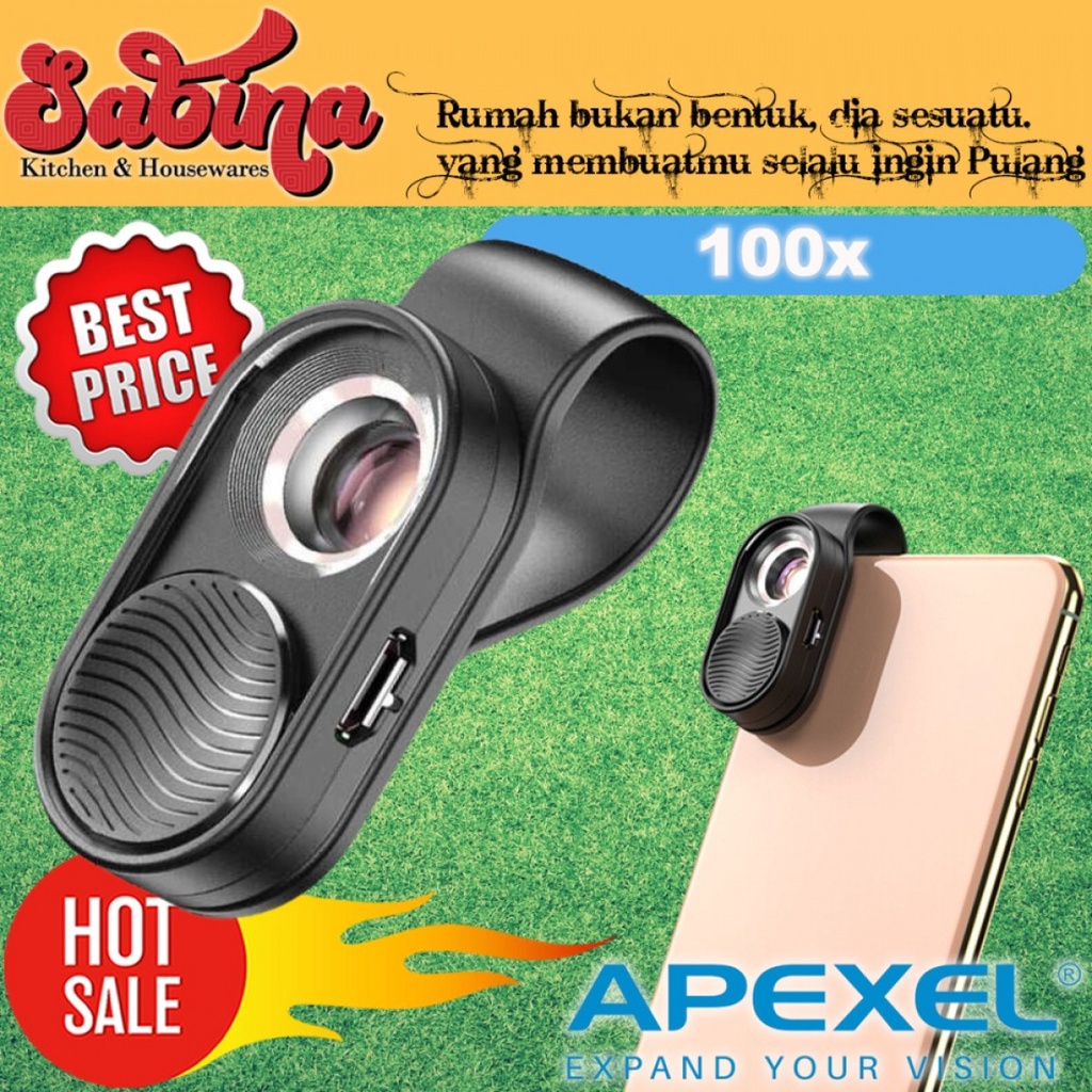 Mikroskop Lensa Kamera Tambahan Handphone Mikro Zoom 100x Clamp LED