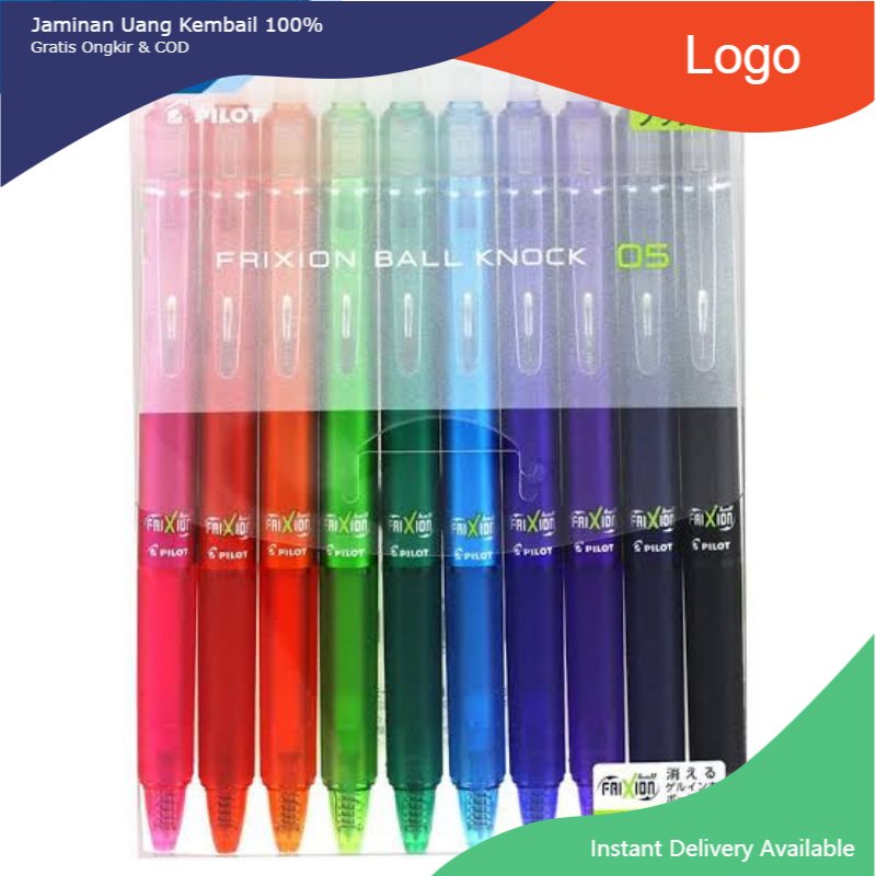 Pulpen Frixion Clicker PILOT Ball Knock Isi 10Pcs LFBK-230EF Erasable Pen 0.5mm