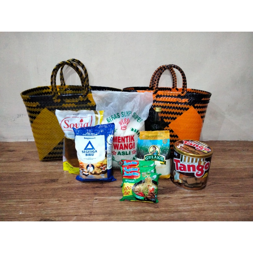 Tas Anyam Jumbo / 10Pcs Tas Anyaman Motif Kaca Halus Ukuran XL / Tas Plastik Kaca 02