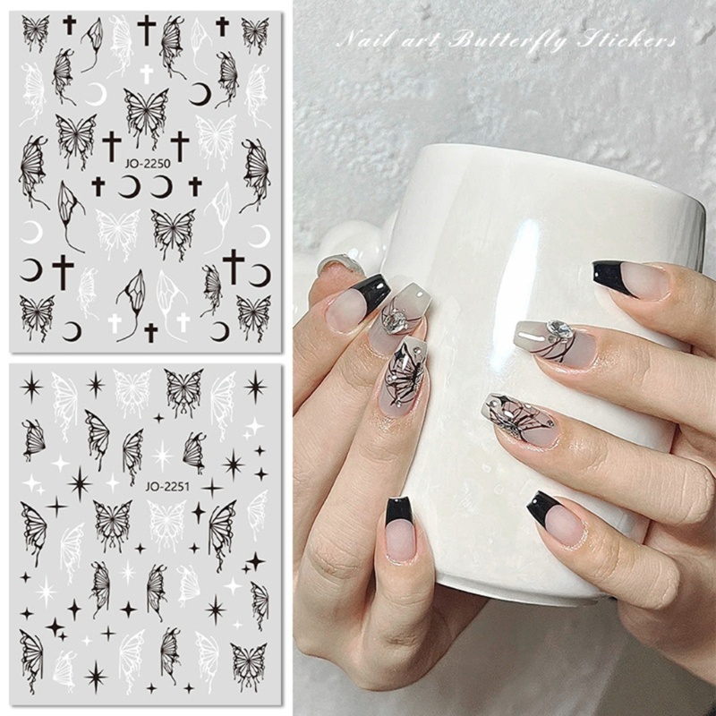 Siy 6lembar Stiker Kupu-Kupu Cair Butterfly Nail Art Stiker Kuku Decals Manicure Aksesoris DIY Dekorasi Kuku