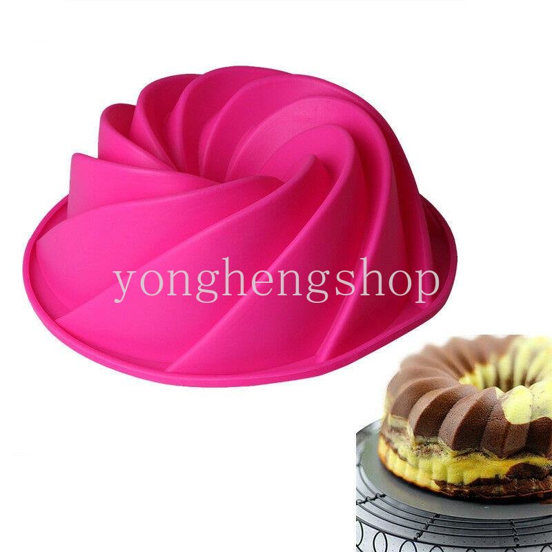 3d Bulat Spiral Berbentuk Silikon Cetakan Kue Reusable Bakeware Cetakan Nonstick Cake Pan DIY Roti Mousse Pie Bakery Baking Tools